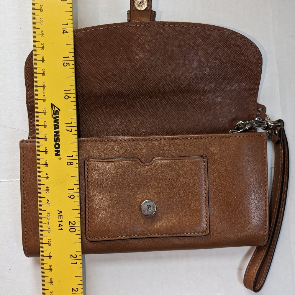 Coach Brown Leather Wallet Wristlet - Picture 4 of 5